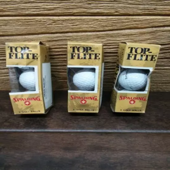 3x Vintage Spalding Top-flite 9 Balls Extra Lively Extra Long Distance NOS