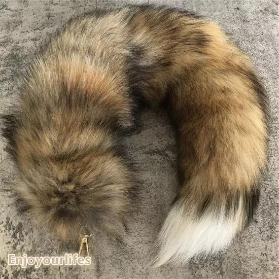 70cm/27.5" Long Real Fox Fur Tail Keychain Adult Games Furry Cosplay Toy Pendant