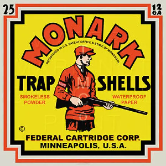 Reproduction Vintage Monark Trap Shells Shotgun Shell Box Label Canvas Print