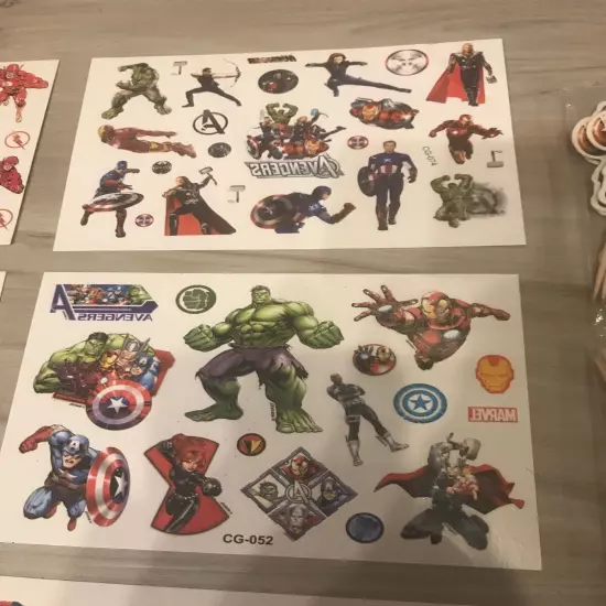 Avengers Superhero Cupcake Toppers 2 Sets Of 24, Sticker Set & Large Goodie Bag