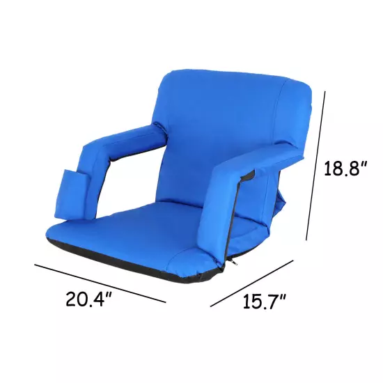  2PCS Stadium Seats with Back Support Cushion Stadium Chair for Bleachers Blue