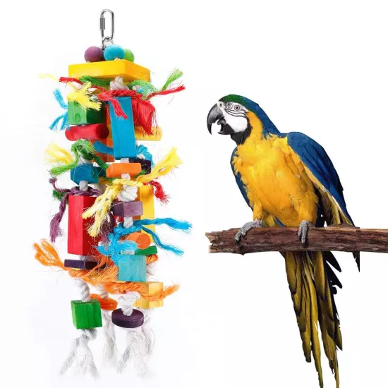 Bird Toys, Parrot Chewing Toy, Multicolored Wooden Blocks Tearing Toys for Af...