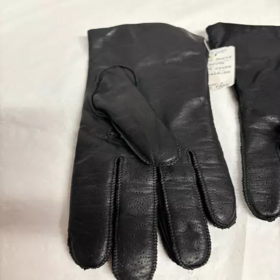 VTG Ladies Fownes Black Leather Driving Gloves Size Large New w/Tags VERY SOFT