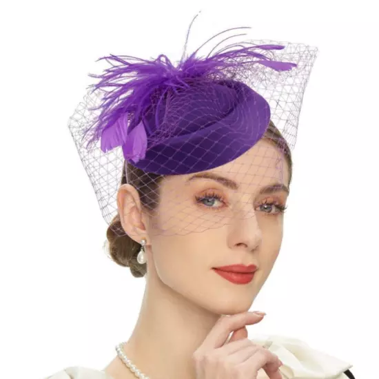 Women Fascinators Hat Wedding Cocktail Tea Party Headwear Mesh Veil Hair Clip