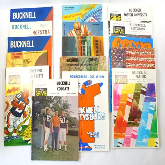 Lot of (16) Different 1964 to 1975 Bucknell College Football Programs