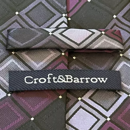 Croft & Barrow Purple Hand Made 100% Polyester Men’s Neck Tie Made In China