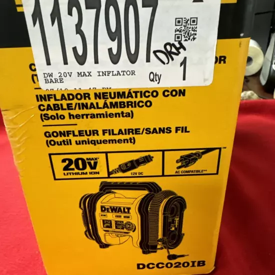 DeWALT DCC020IB 20V High-Pressure Corded Cordless Air Inflator NEW