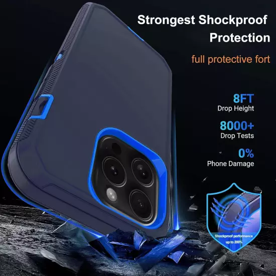 For iPhone 16 Pro Max/16 Pro/16 Plus Case Phone Shockproof Cover +Tempered Glass