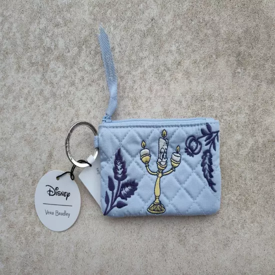 NWT Vera Bradley Disney Beauty And The Beast Embroidered Illuminere Zip ID Case