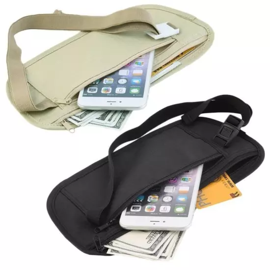 Invisible Travel Waist Packs Pouch for Passport Hidden Security Money Belt Bag