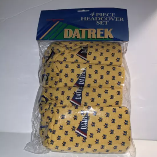 VTG DATREK 4 Piece Headcover Set Yellow Embroidered Logo 1 3 5 X Quilted NEW