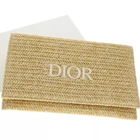 Christian Dior Clutch Pouch Bag Case rattan beige Not sold in Store Unused