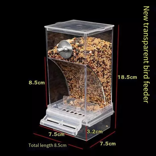 2 PCS Bird Feeders Bird Feeding Cage Transparent Parakeet Seed Container5155