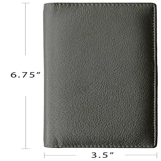 RFID Leather Checkbook Cover With Credit Card Slots and Pen Holder