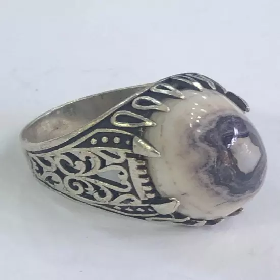 Men Ring Silver Sterling 925 Agate,Aqeeq,Yemenخاتم عقيق سليماني عين صياغه ايراني