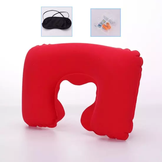 1X Portable Inflatable Flight Pillow Neck U Rest Air Cushion