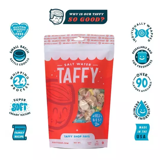 "Favorites Mix" Salt Water Candy, Assorted Bulk Flavors of Saltwater Taffy, U...