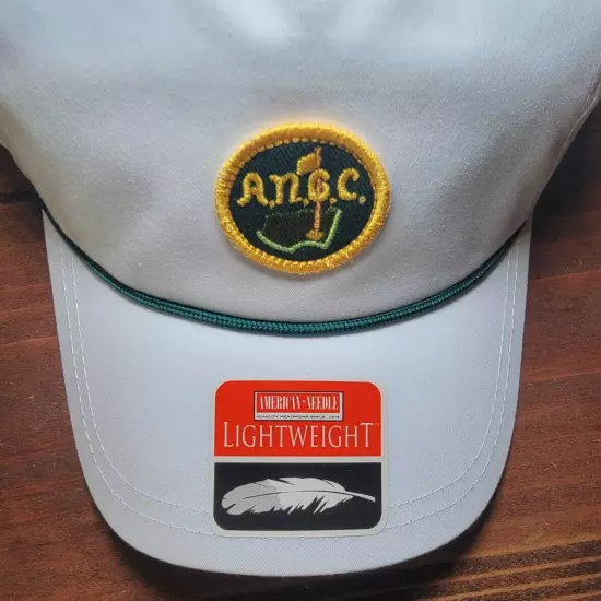 Augusta National Golf Club Logo Member Shop Rope Hat, White with Vintage Logo