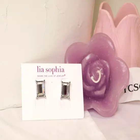 Beautiful Lia Sophia FAIREST OF THEM ALL Earrings, Silver, Cut Crystals, NWT