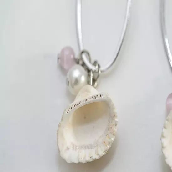 Silver tone "This too shell pass" faux pearl pink tiger's eye beads earrings