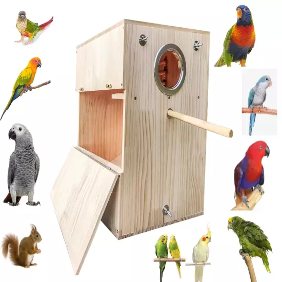 GJRGEG1Y Natural Wood Large Bird Nest Box Parrot Breeding House for African G...