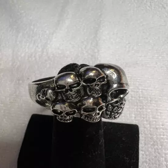 WARRIOR SKULL RING MEN BIKER RING Silver 925 - Made In USA