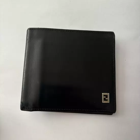 Authentic Fendi Black Leather Bi-Fold Wallet