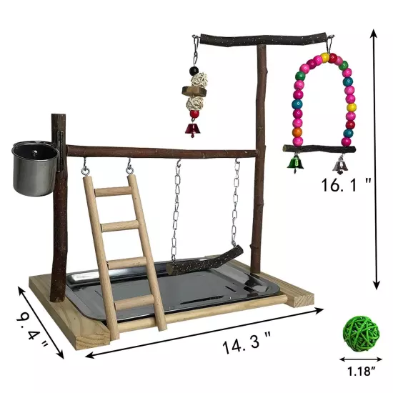 Bird Playground Parrot Playstand Parakeet Gym Playpen Cockatiel Play Stand Wo...