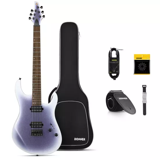 Donner DMT-100 Metal Electric Guitar With Gig Bag Purple Matte Finish H-H Pickup