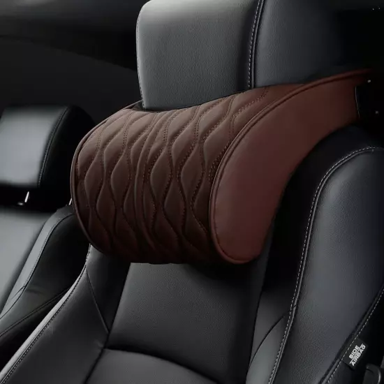 Car Neck Pillow PU Leather Lumbar Waist Support Seat Backrest Headrest Cushion