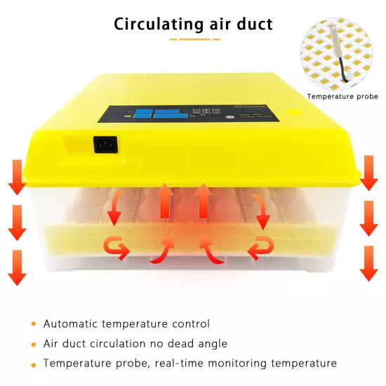 48/56/96 Digital Eggs Incubator Egg Hatcher Temperature Control Automatic 80W