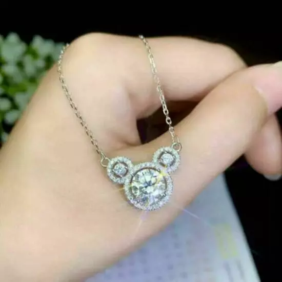 Round Cut Cubic Zircon Women Wedding Jewelry Cute 925 Silver Necklace Pendant