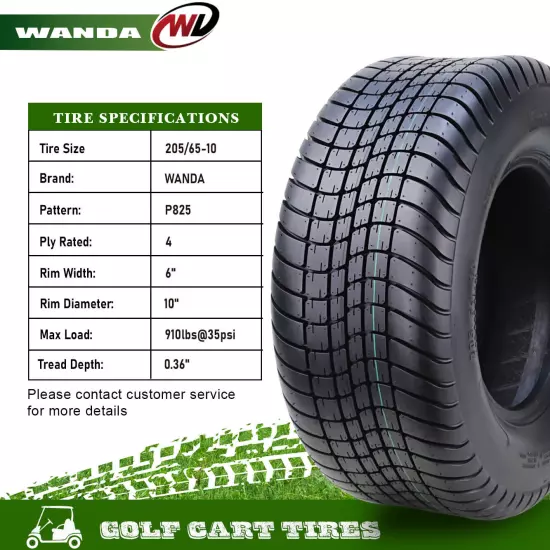 WANDA 205/65-10 Golf Cart ATV Tires 4 Ply 205/65x10 14007