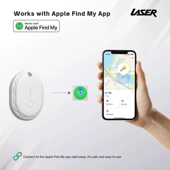 Laser Mini Smart Tag Bluetooth Tracker with Apple Find My (White)