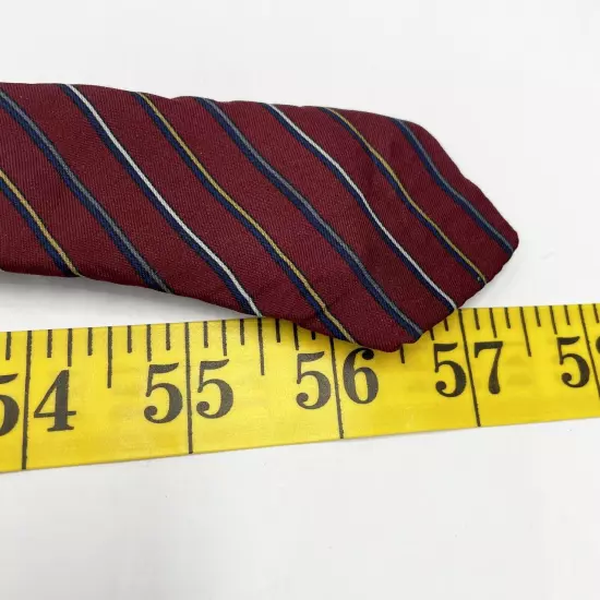 Vintage Lanvin Paris Burgundy Red Blue Repp Regimental Silk Tie Men's 3" x 57"