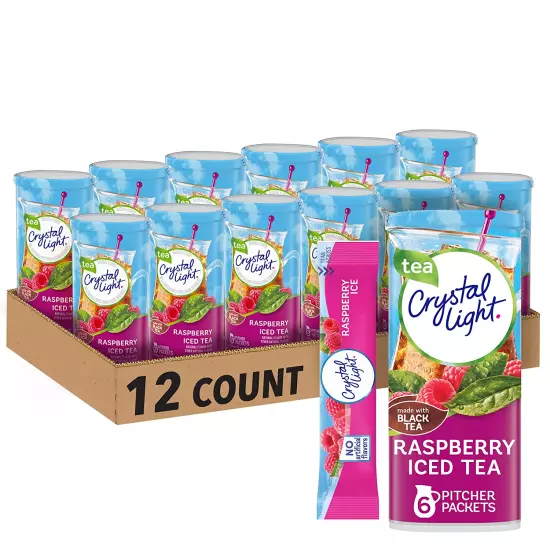 Crystal Light Sugar Free Raspberry Iced Tea Naturally 6 Count Pack of 12