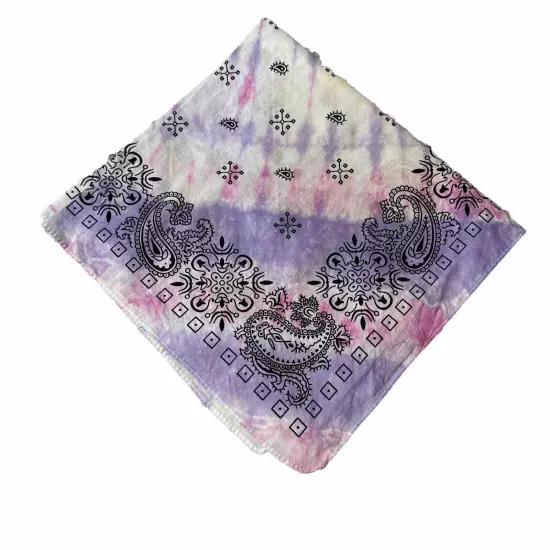 Tie Dye Paisley Bandana, 100% Cotton, 2 Sided. Hand Dyed Set 4 California Dye