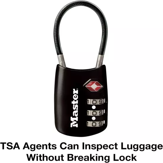 Black Set Your Own Combination TSA Approved Luggage Lock, Travel Lock for Backpa