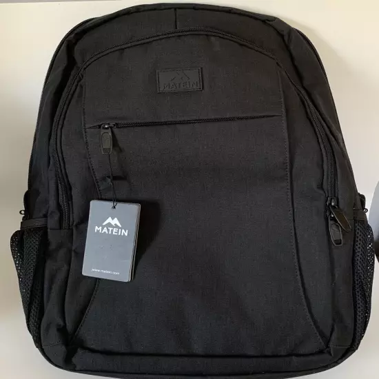 Matein Travel Laptop Backpack Computer Bag Black Many Pockets 5 Zippers New