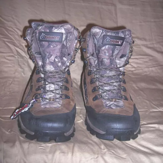 Rocky Waterproof Boots Camo Hunting Boots Mens Sz 9 Wide Insulated Boots 800 Gr.