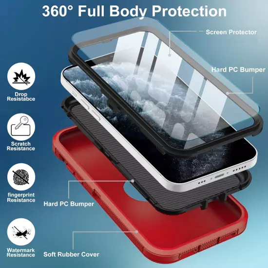 For iPhone 16 Pro Max/16 Pro/16 Plus Case Phone Shockproof Cover +Tempered Glass