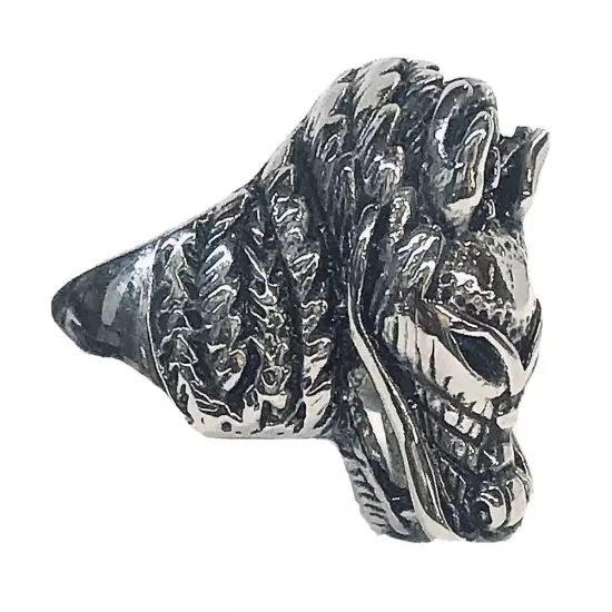 Stainless Steel Men’s Biker Style Ring Dragon Skull Size 9.5 - 16 Grams