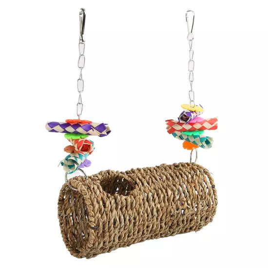 Parrot Grass Tunnel Chewing Relaxing Swing Bird Woven House Toy With Hole For