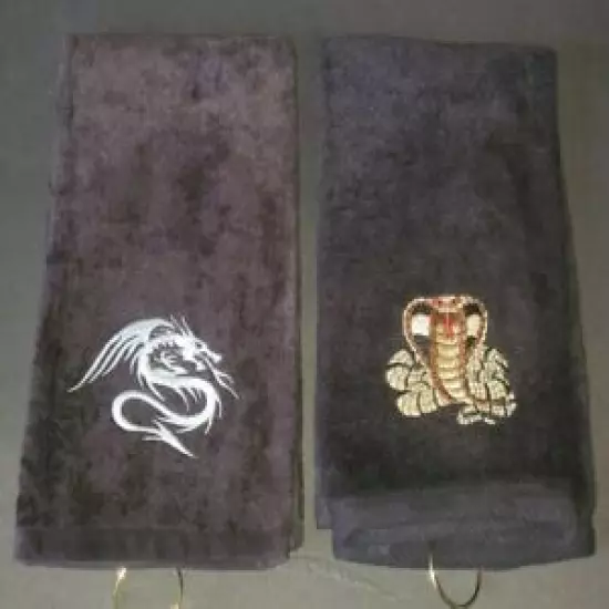 Dragon & Cobra Embroidered Golf Sport Towel Set 26x16