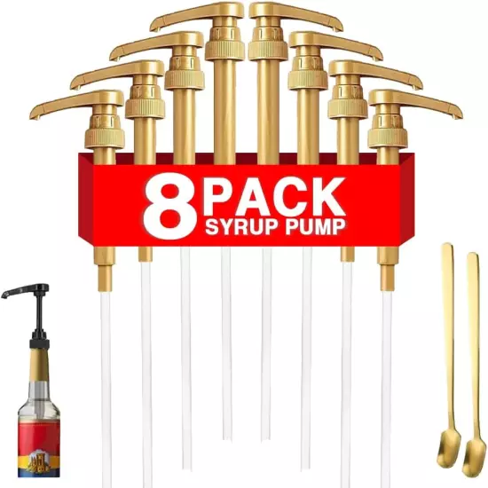 Premium 8 Packs Coffee Syrup Pump Dispenser, Fits 25.4 Oz/750Ml Coffee Flavoring