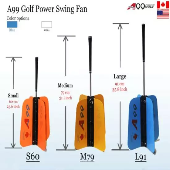 A99 Golf Swing Power Fan Trainer Practice Training Aids Length 79cm or 91cm R/L