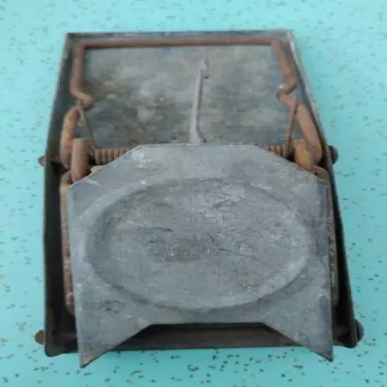 Rare Vintage Galvanized Metal Trap Rat Mouse Working Patent Pending