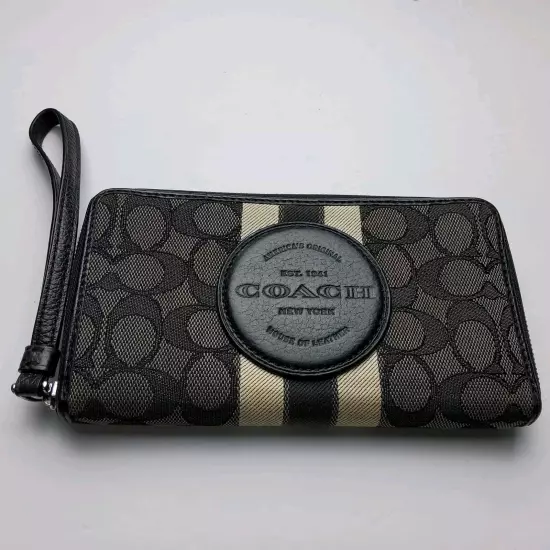 Coach Signature Dempsey Large Zip Around Phone Wallet Wristlet 