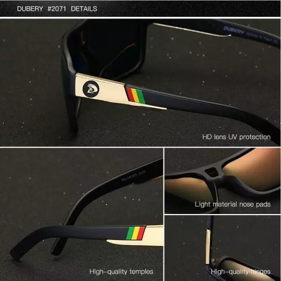 DUBERY Polarized Sport Sunglasses Men Women Driving Fishing Oversize Glasses New