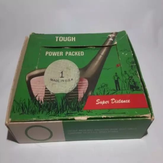 VINTAGE UNUSED TOUGH SUPER DISTANCE JOE ECKERT OPEN GOLF BALLS SEALED DOZEN BOX